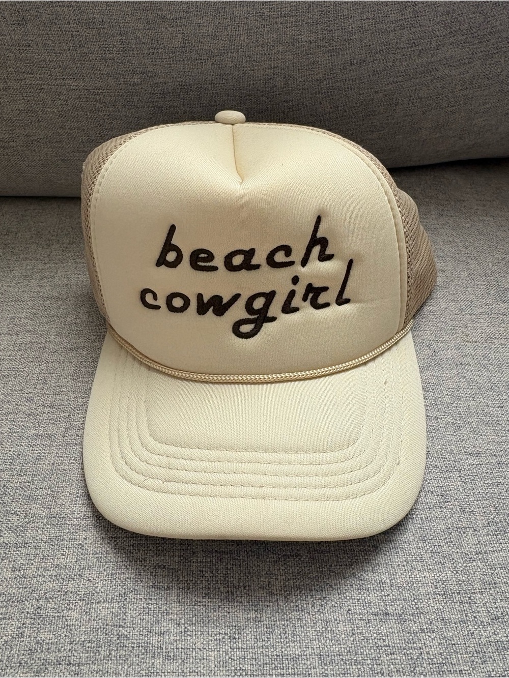 Cream 'Beach Cowgirl' Trucker Hat - Women's Casual Mesh Cap